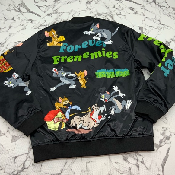 Men's Tom & Jerry Black Lightweight Satin Jacket